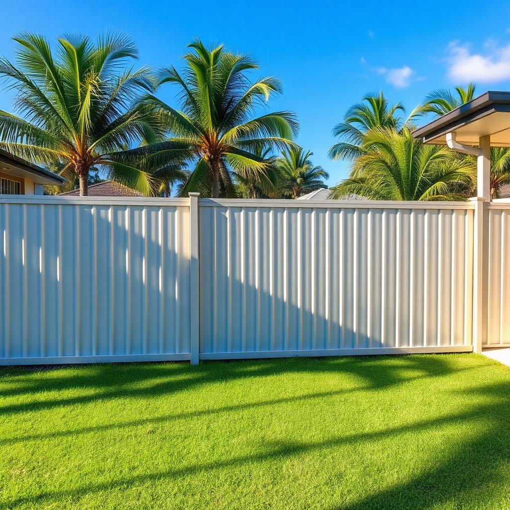 New timber paling fence in a tropical Queensland backyard